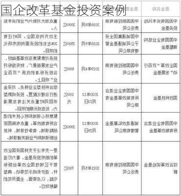 国企改革基金投资案例