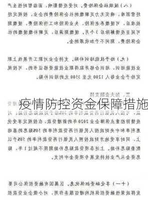 疫情防控资金保障措施