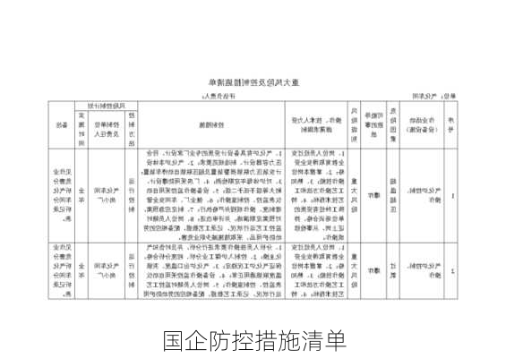 国企防控措施清单