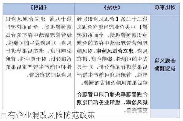 国有企业混改风险防范政策