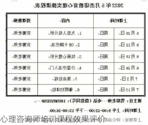 心理咨询师培训课程效果评价