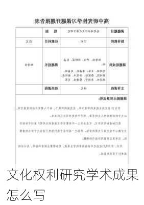 文化权利研究学术成果怎么写