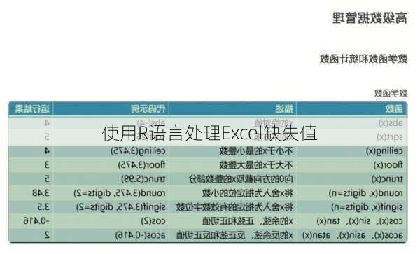 使用R语言处理Excel缺失值