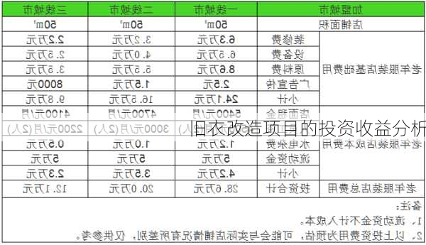 旧衣改造项目的投资收益分析