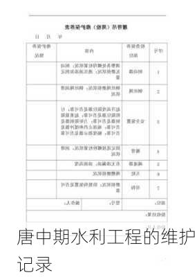 唐中期水利工程的维护记录