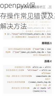 openpyxl保存操作常见错误及其解决方法