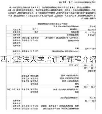 西北政法大学培训班课程介绍