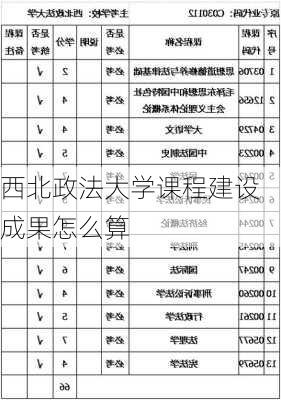 西北政法大学课程建设成果怎么算