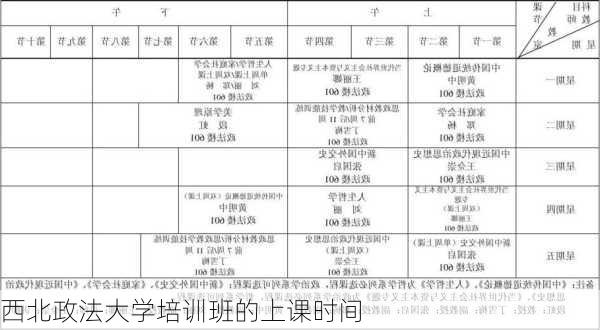 西北政法大学培训班的上课时间