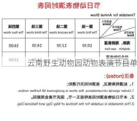 云南野生动物园动物表演节目单