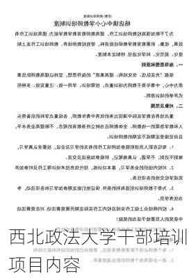 西北政法大学干部培训项目内容