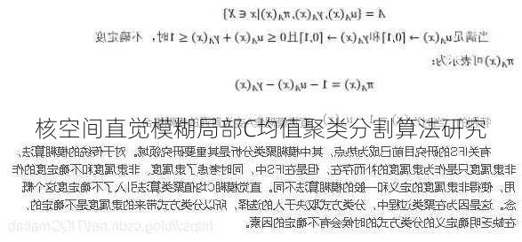 核空间直觉模糊局部C均值聚类分割算法研究