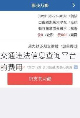 交通违法信息查询平台的费用