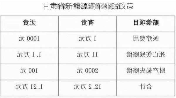 甘肃省新能源汽车补贴政策