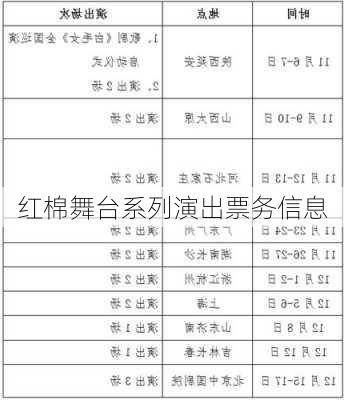 红棉舞台系列演出票务信息