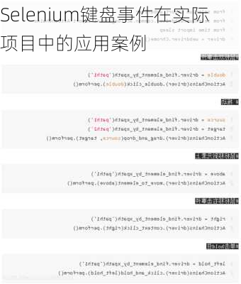 Selenium键盘事件在实际项目中的应用案例