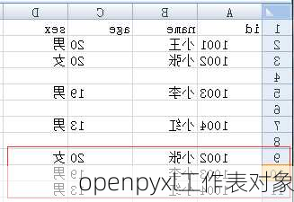 openpyxl工作表对象