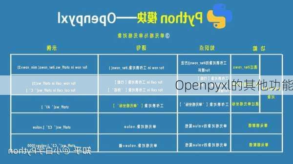 Openpyxl的其他功能