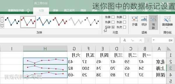 迷你图中的数据标记设置