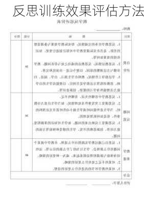 反思训练效果评估方法