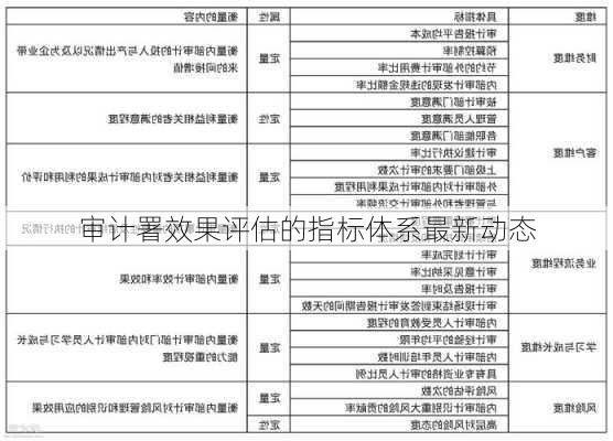 审计署效果评估的指标体系最新动态