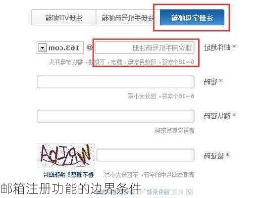 邮箱注册功能的边界条件