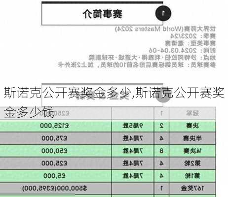 斯诺克公开赛奖金多少,斯诺克公开赛奖金多少钱