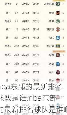 nba东部的最新排名球队是谁,nba东部的最新排名球队是谁啊