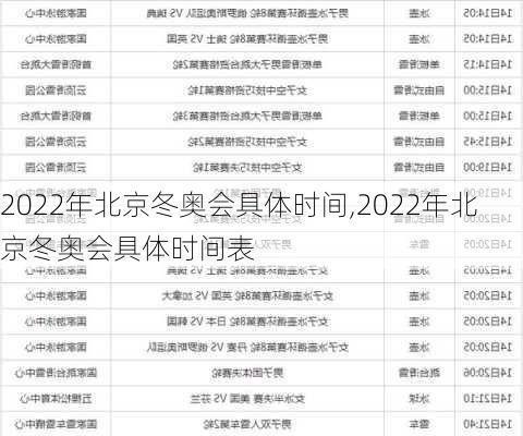 2022年北京冬奥会具体时间,2022年北京冬奥会具体时间表