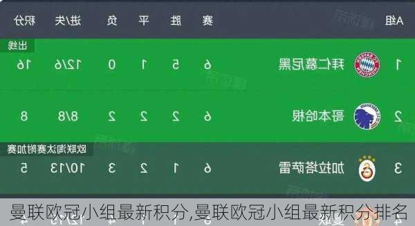 曼联欧冠小组最新积分,曼联欧冠小组最新积分排名