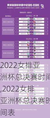 2022女排亚洲杯总决赛时间,2022女排亚洲杯总决赛时间表