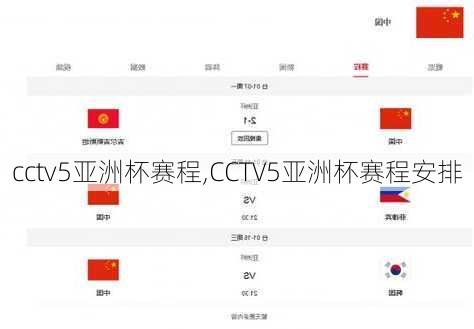 cctv5亚洲杯赛程,CCTV5亚洲杯赛程安排