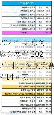 2022年北京冬奥会赛程,2022年北京冬奥会赛程时间表