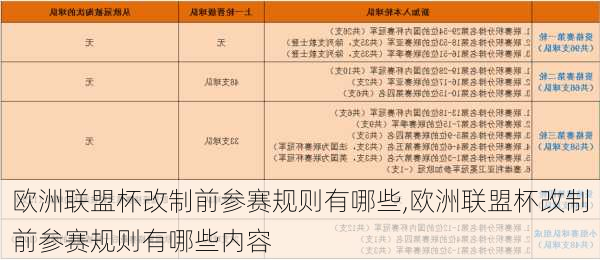 欧洲联盟杯改制前参赛规则有哪些,欧洲联盟杯改制前参赛规则有哪些内容