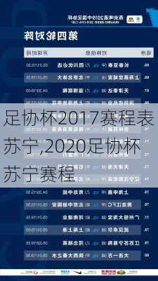 足协杯2017赛程表苏宁,2020足协杯苏宁赛程