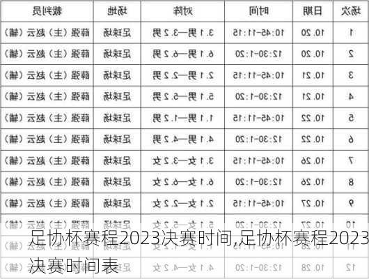 足协杯赛程2023决赛时间,足协杯赛程2023决赛时间表