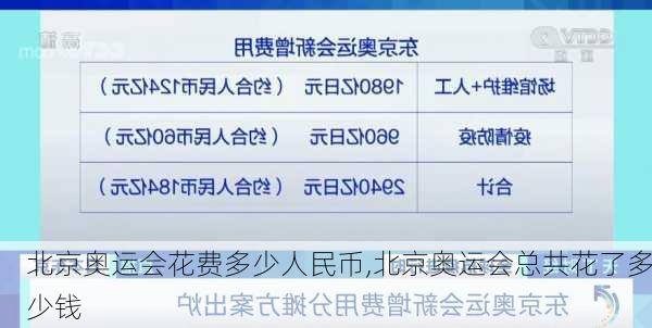 北京奥运会花费多少人民币,北京奥运会总共花了多少钱