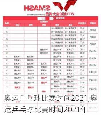 奥运乒乓球比赛时间2021,奥运乒乓球比赛时间2021年