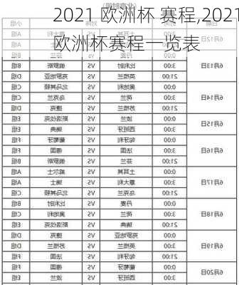 2021 欧洲杯 赛程,2021欧洲杯赛程一览表