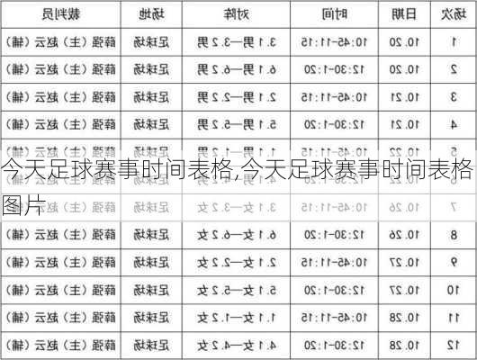 今天足球赛事时间表格,今天足球赛事时间表格图片