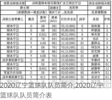 2020辽宁篮球队队员简介,2020辽宁篮球队队员简介表