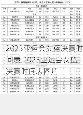 2023亚运会女篮决赛时间表,2023亚运会女篮决赛时间表图片