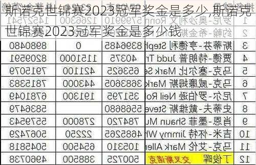 斯诺克世锦赛2023冠军奖金是多少,斯诺克世锦赛2023冠军奖金是多少钱