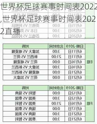 世界杯足球赛事时间表2022,世界杯足球赛事时间表2022直播