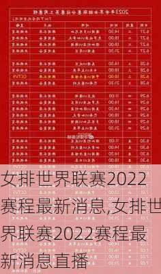 女排世界联赛2022赛程最新消息,女排世界联赛2022赛程最新消息直播