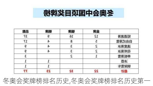 冬奥会奖牌榜排名历史,冬奥会奖牌榜排名历史第一