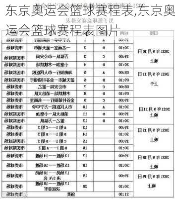 东京奥运会篮球赛程表,东京奥运会篮球赛程表图片