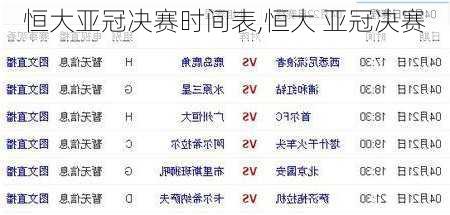 恒大亚冠决赛时间表,恒大 亚冠决赛