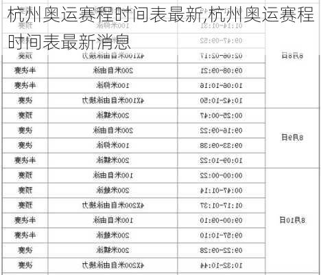 杭州奥运赛程时间表最新,杭州奥运赛程时间表最新消息