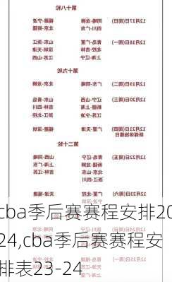 cba季后赛赛程安排2024,cba季后赛赛程安排表23-24